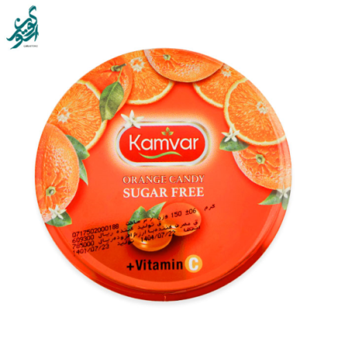 آبنبات پرتقالی ویتامین C بدون قند کامور وزن 150 گرم تنقلات فروشگاه تغذیه سالم گون